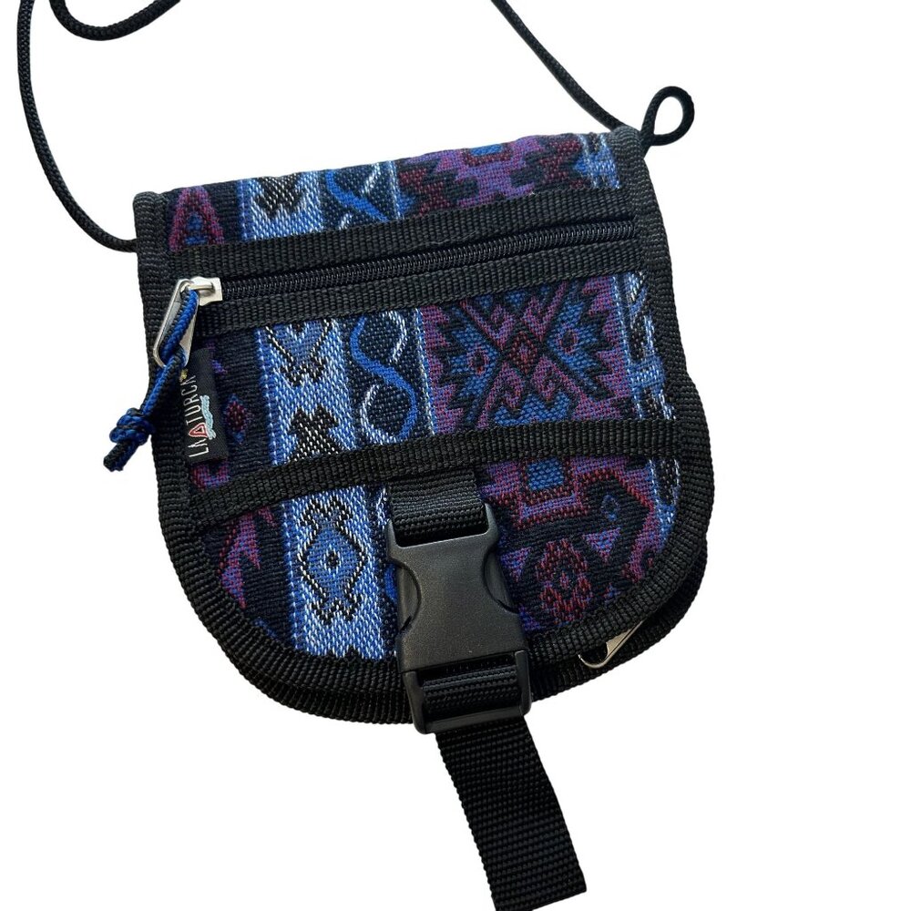Tribal Print Blue Mini Crossbody Bag Pouch Strap Travel Unisex Purse